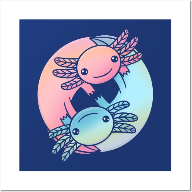 Cute Axolotl Yin Yang Wall Art by Tamara Lance